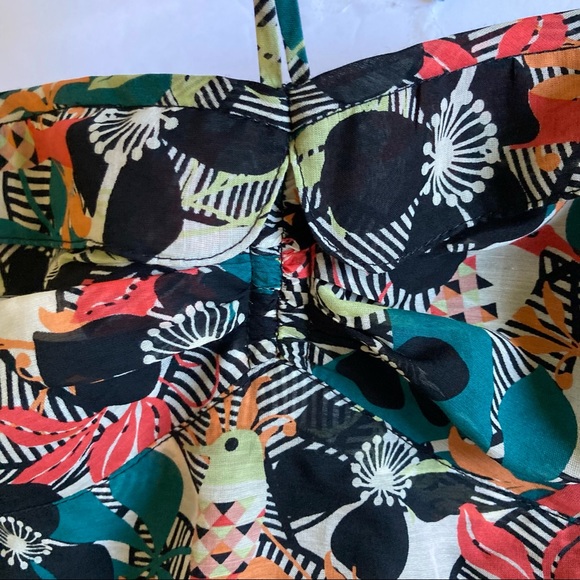 Anna Sui / silk floral bird print strapless-halter dress - Picture 16 of 16